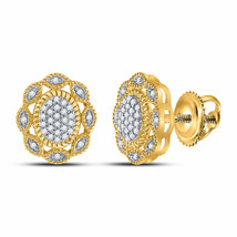 10kt Yellow Gold Womens Round Diamond Oval Earrings 1/6 Cttw - £189.53 GBP