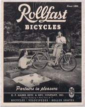 Vintage Print Ad Rollfast Bicycles New York 5&quot; x 6 1/4&quot; - $3.52