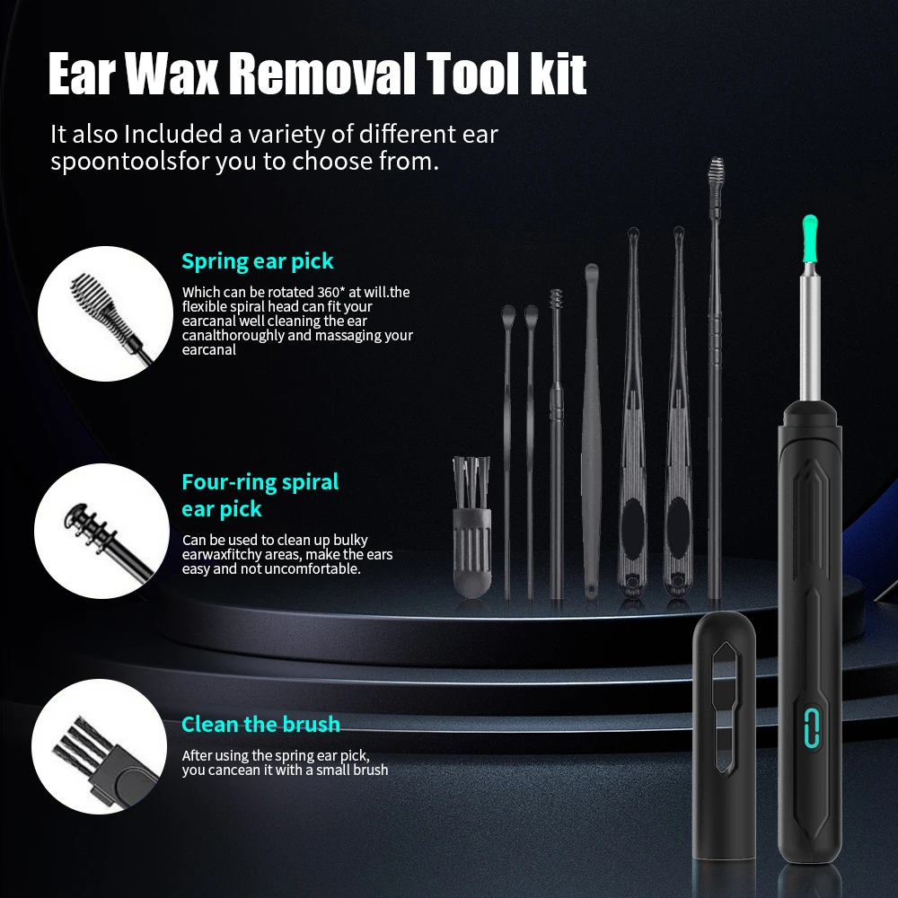 Leaner with camera set hd ear sticks otoscope usb c charging endoscope wax removal tool thumb200