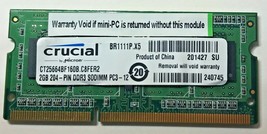 2GB CRUCIAL CT25664BF160B.C8FER2 204 pin DDR3 SODIMM PC3-12 - £9.34 GBP