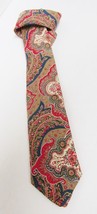 Rooster Ruffler Collection Gimbel&#39;s Men&#39;s Neck Tie Linen Multi Color Paisley VTG - £26.38 GBP