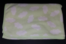 Message From Heart Green/White Clouds Baby Security Blanket Lovey 30&quot; x 40&quot; - £13.87 GBP