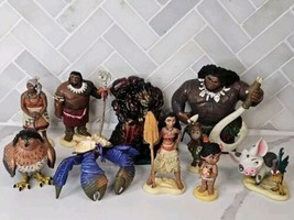 Disney Moana Deluxe Figurine 10 figures Complete Set EUC-- No Box! - $32.62