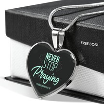 Christian Never Stop Praying Circle Pendant Necklace Stainless Steel or 18k Gol - £30.22 GBP+