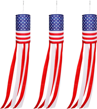 American US Flag Windsock Stars and Stripes 3Pcs 40 Inch for Flag Day an... - $25.51