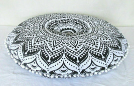 Indian Mandala Cushion Cover Round Floor Meditation Ottoman Pouf Pillow Case - £12.11 GBP+