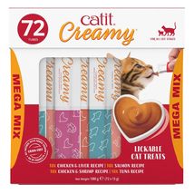 Catit Creamy Lickable Cat Treat, Healthy Cat Treat, 4 Flavours, 72 Tubes, 1080g  - £25.65 GBP