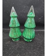 Set of 2 Approx 9&quot; Illuminated Mercury Glass Christmas Trees Pine Evergr... - $538.61 MXN