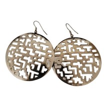 Art deco Silver Tone detail Drop Dangle Cut out Earrings 2”. - £7.87 GBP