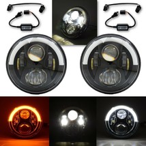 7&quot; Black Projector 6K LED Headlight White Amber Eyebrow For 97-18 Jeep Wrangler - £56.79 GBP