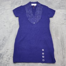 Made For Me To Look Amazing Dress Womens L Blue Knitted Short Sleeve Cas... - $22.75
