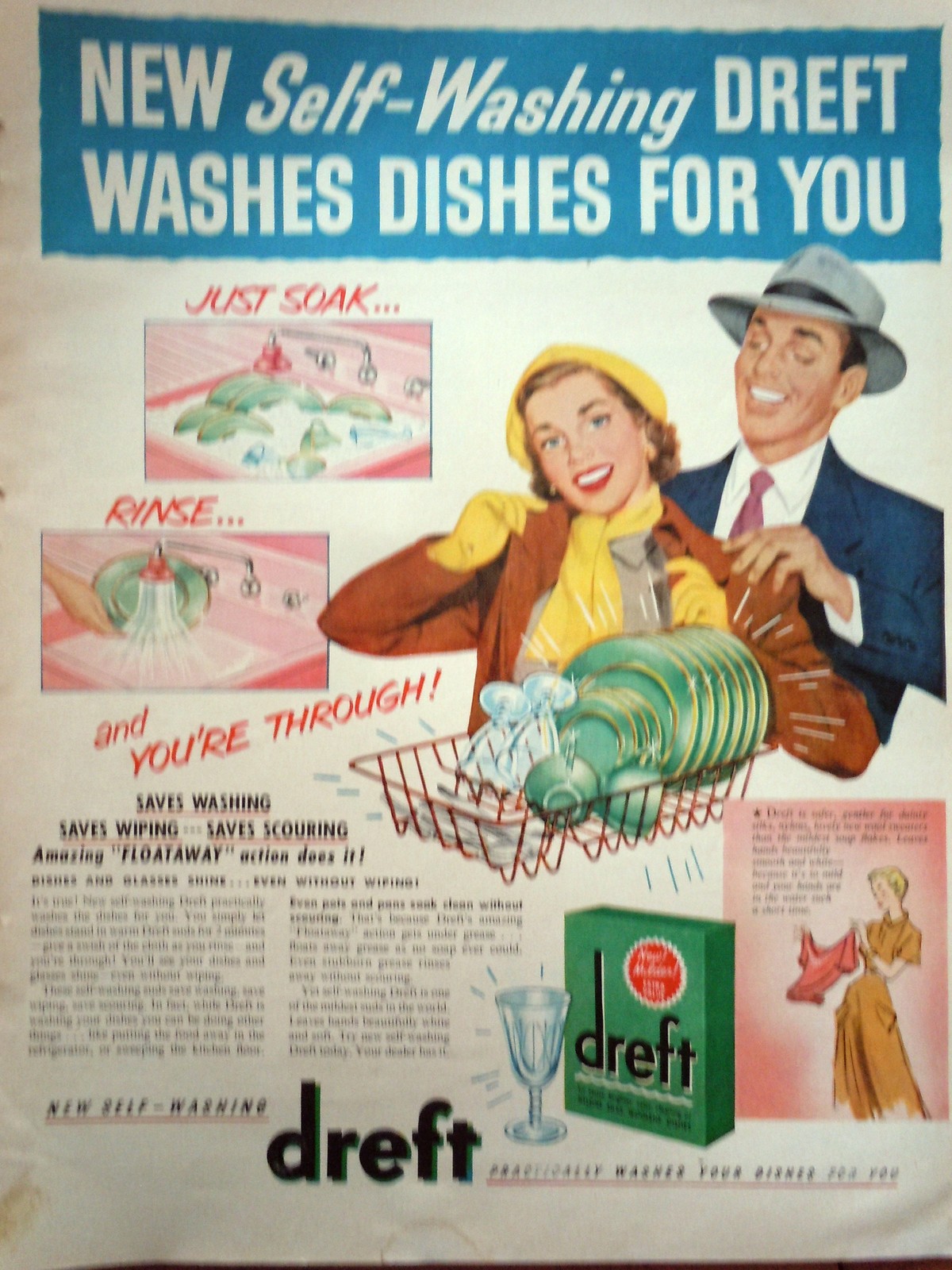 Primary image for Dreft Washes Dishes For You Print Magazine Advertisement  1950