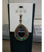 Wearable art by roman, Pendant Gold, Blue, Green. Missing a few Gems. New - $41.98