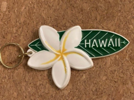 Vintage Plastic/Resin Hawaii Frangipani Keychain - $7.25
