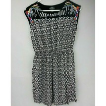 Angie Women&#39;s Embroidered Beaded Black &amp; White Leopard Print Dress Size Small - £13.38 GBP