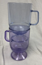 Tupperware Set (2) Light Blue/Purple Clear Stackable Cup Coaster /Lid 2002A - £11.18 GBP