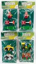 2004 Lot Of 4 Maxim Enterprise Wood Trains Vehicles Fireman Figure Stop Sign NEW - £14.78 GBP