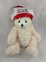 Dan Dee Cream Bear Plush Merry Christmas Hat 12 Inch Stuffed Animal toy - £7.30 GBP