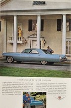 1964 Print Ad Cadillac 4-Door Car Outside Huge Home Golfer Admires Caddy - $13.93