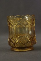 VINTAGE Kitchen Amber Glass EAPG English Hobnail Panel Toothpick Holder 2.5&quot; - £8.66 GBP