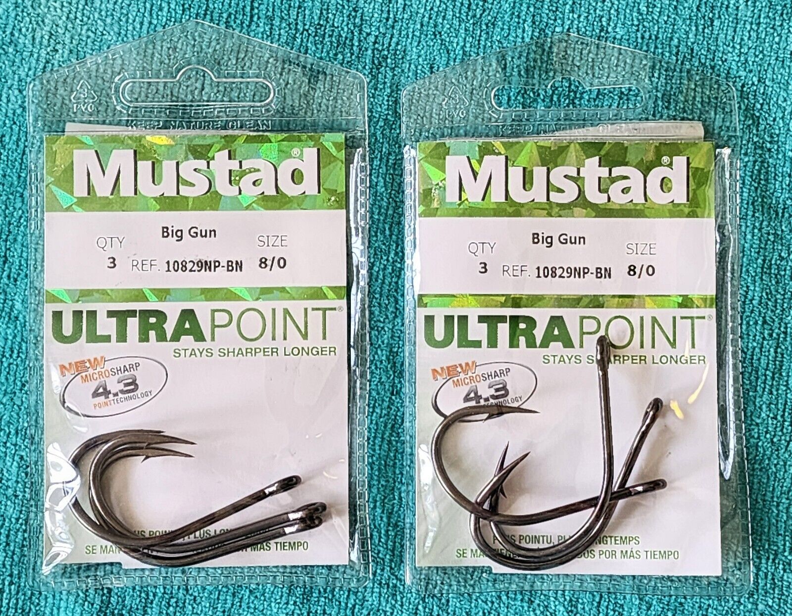 Primary image for (2) Mustad - 10829NP-BR - 8/0 - ULTRA POINT - BIG GUN HOOKS  3-PACKS - FISHING