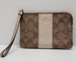 COACH Signature Corner Zip Wristlet Clutch Purse Brown Shimmer F58035 - £17.00 GBP