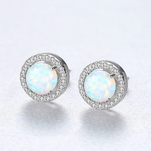 Opal Earrings S925 Silver Stud Earrings Opal Earrings Micro Inlaid Zircon  - $29.00