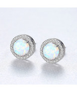 Opal Earrings S925 Silver Stud Earrings Opal Earrings Micro Inlaid Zircon  - £22.89 GBP