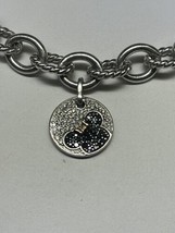 DISNEY Sterling Silver 10K YG Black-White Diamond Minnie Mouse Bracelet (7.25") - $265.00