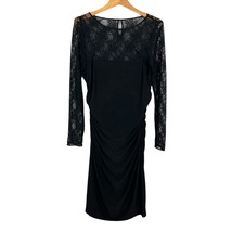 American Living Dress Womens 16 Black Sheath Lace Ruched Long Sleeve Knee Length - £31.49 GBP