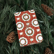 Eco-Friendly Custom Poinsettia Wreath Gift Wrap Paper 2 Paper Finishes - £9.41 GBP