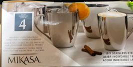 Mikasa Double Walled Stainless Steel Mugs 4 Piece Dishwasher Safe - £22.15 GBP