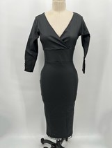 NWT Unique Vintage Lyddie Vegan Leather Wiggle Dress Sz M 3/4 Sleeve Retro Pinup - £39.35 GBP