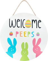 Easter Welcome Wreath, Cute Bunny Happy Easter Signs for Front Door - $13.33