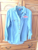 Womens Denim Shirt with mickey classics logo above pocket Size Small by Mickey u - £23.33 GBP