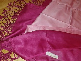 Collection Eighteen Ladies SCARF/WRAP W/FRINGE-100% VISCOSE-INDIA-GRADED Pinks - £9.02 GBP