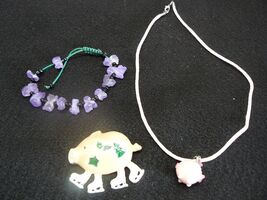 Pig Necklace, Bracelet and Pin + Two Little Pigs  #183 - $4.99