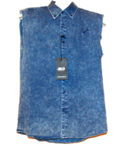 Publish Denim Blue Men&#39;s Button UP Sleeveless Shirt Size L - $46.45