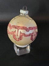 VTG 1950s Satin  Pink Art Deco Ribbon Design Shiny Brite Blown Glass Ornament - £38.76 GBP