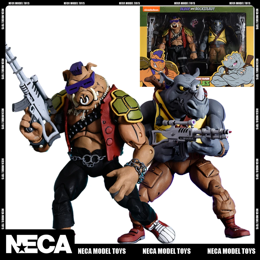 Original NECA 54100 Teenage Mutant Ninja Turtles Bebop and Rocksteady 2 Pack 7 - £202.61 GBP