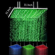 31&quot; Square Ceiling Mount Rainfall LED Shower Head, include Shower Arm - $980.09+