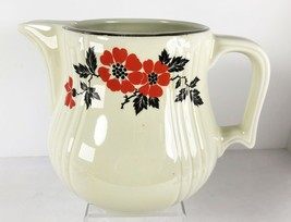 6 1/2 inch PITCHER JUG Red Poppy Hall&#39;s Superior Silver Trim  - £19.45 GBP