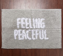 Peace Love World Yarn Dyed 100% Cotton Skid Resistant Bath Mat in Light Grey - £30.50 GBP