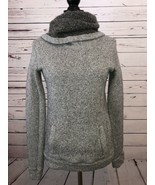J Crew Small Funnel Cowl Wool Sweatshirt Sweater Wool Blend Gray Pocket ... - $24.22
