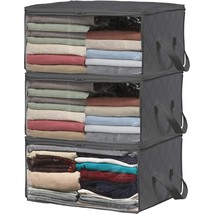 3 Pack Foldable Closet Organizer Clothing Storage Box With Clear Window, Dark Gr - £21.92 GBP
