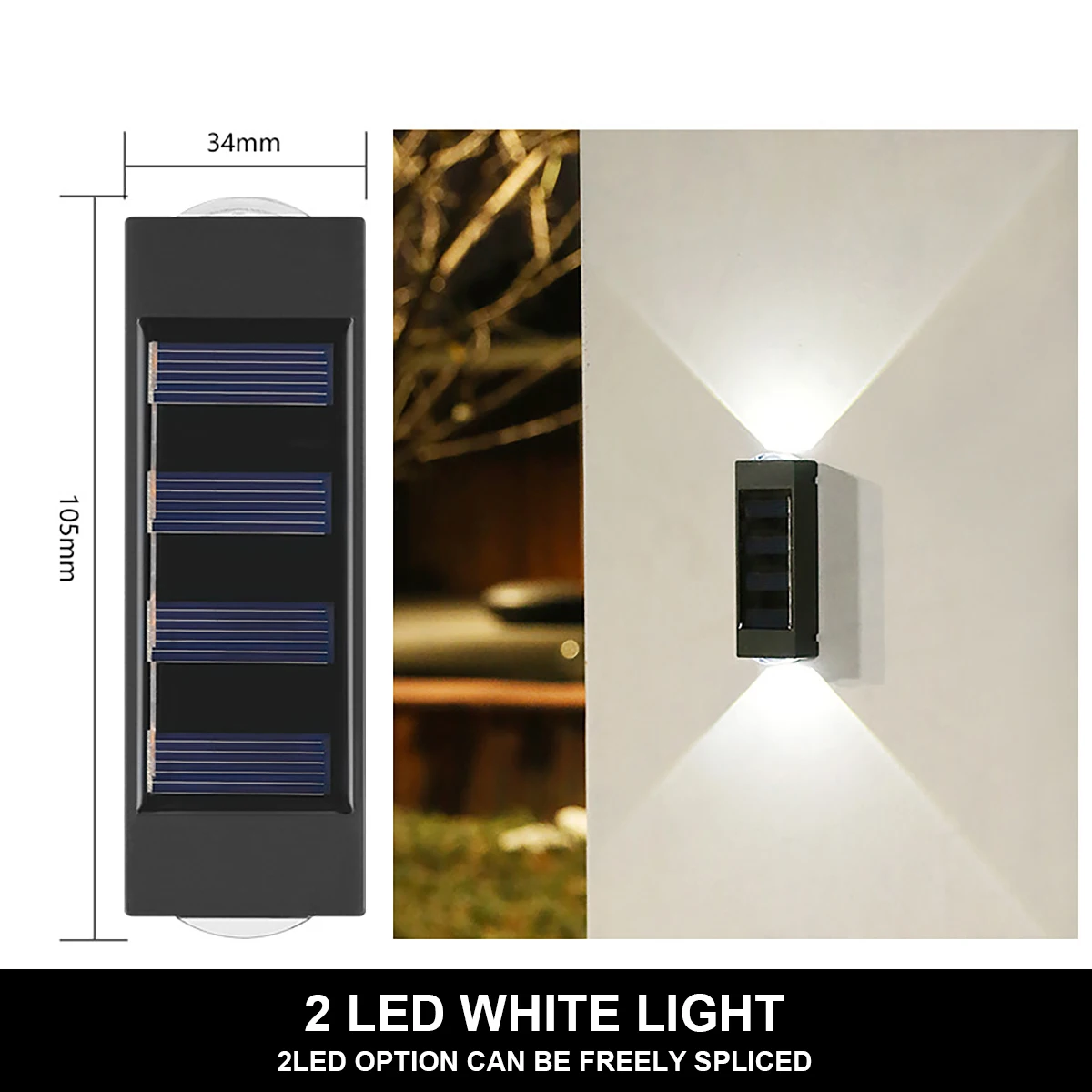 LED Solar Wall Lamp Waterproof Solar Light 2/4/6/8/10LEDs Light Control Lamp Up  - £138.62 GBP