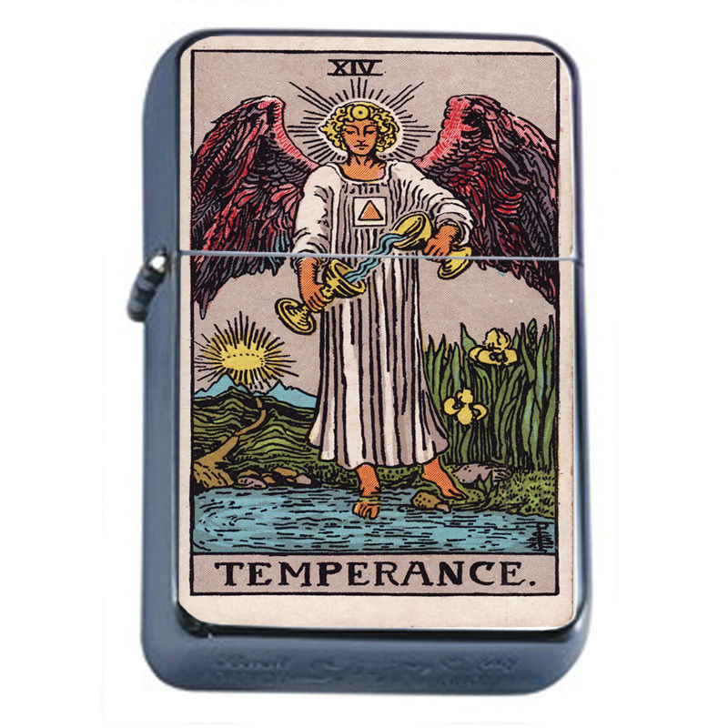 Tarot Card D15 Flip Top Oil Lighter Wind Resistant Flame XIV Temperance - $13.95