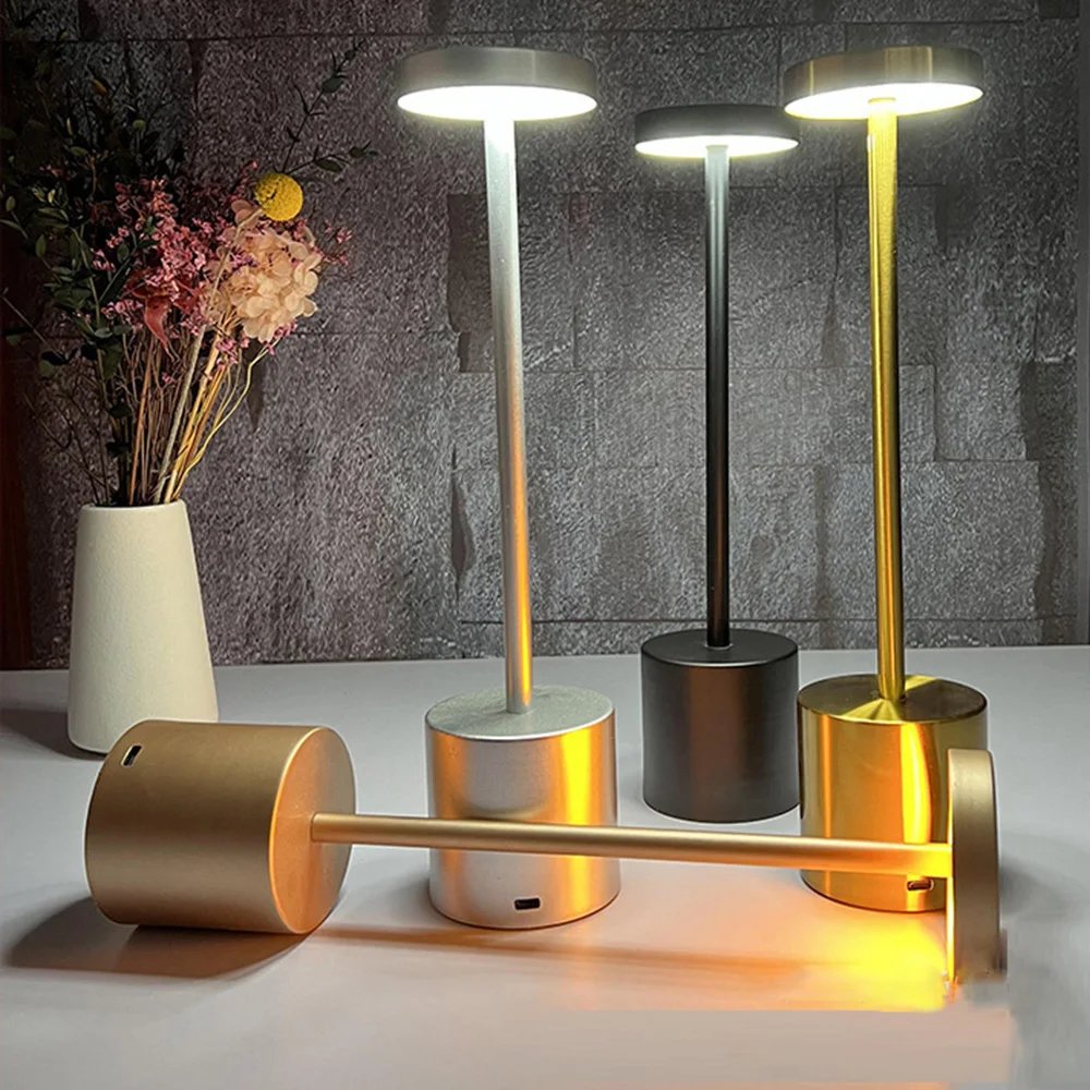 Bar Hotel Cordless Table Lamp LED Metal Desk Lamp USB Rechargeable Brightness - £11.99 GBP+