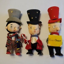 Vintage Carolers Xmas Decor Figures Bagpiper Top Hat British Scottish Felt Japan - £39.77 GBP