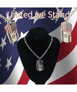Patriotic Stainless Steel Dog Tag Necklace: American &amp; Israeli Flags - $663.24 MXN